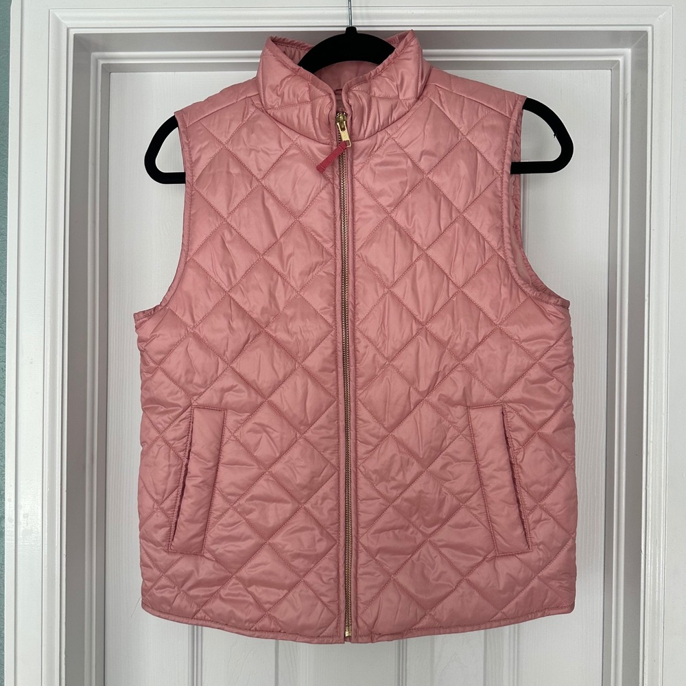 Crewcuts Pink Quilted Puffer Vest Kids XL Zip‎ Front Pockets Stand Collar